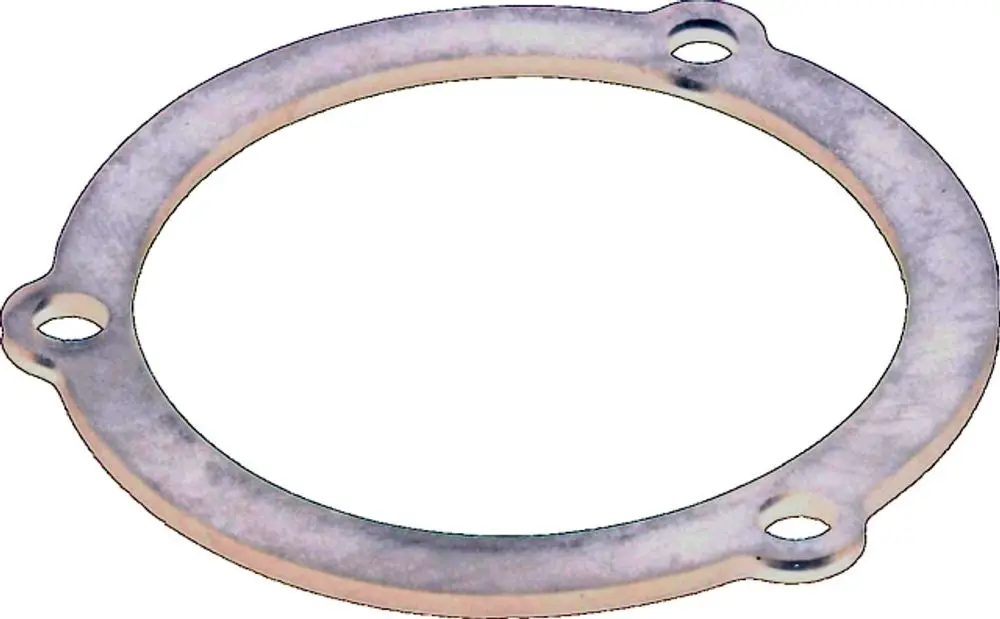 Metallene Dichtung von Wolf mit rundem Design und zwei Bohrungen für die Montage. Ideal zur Abdichtung zwischen Flanschen.